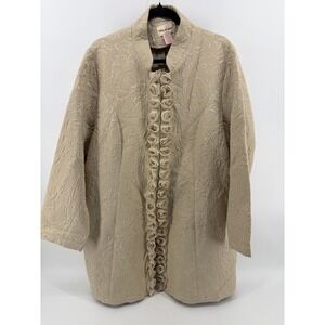 Toffee Apple, Jacket Mandarin Collar Floral Jacquard Coat Pearls Tulle, Size XXL